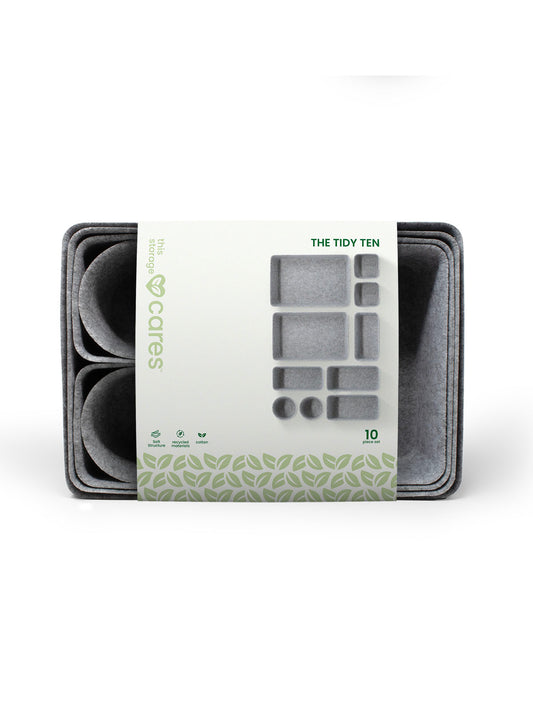 Tidy Ten - 10x Drawer Organizers - Grey