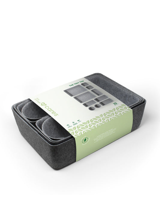 Tidy Ten - 10x Drawer Organizers - Grey